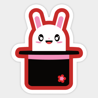 Cute Rabbit In Magicians Hat Sticker